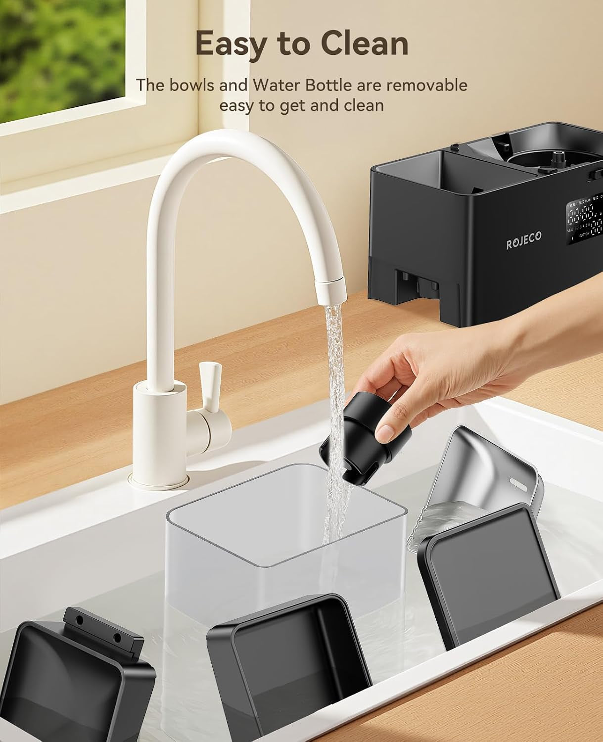Automatic Cat Feeder & Water Dispenser,Button Customizable Feeding