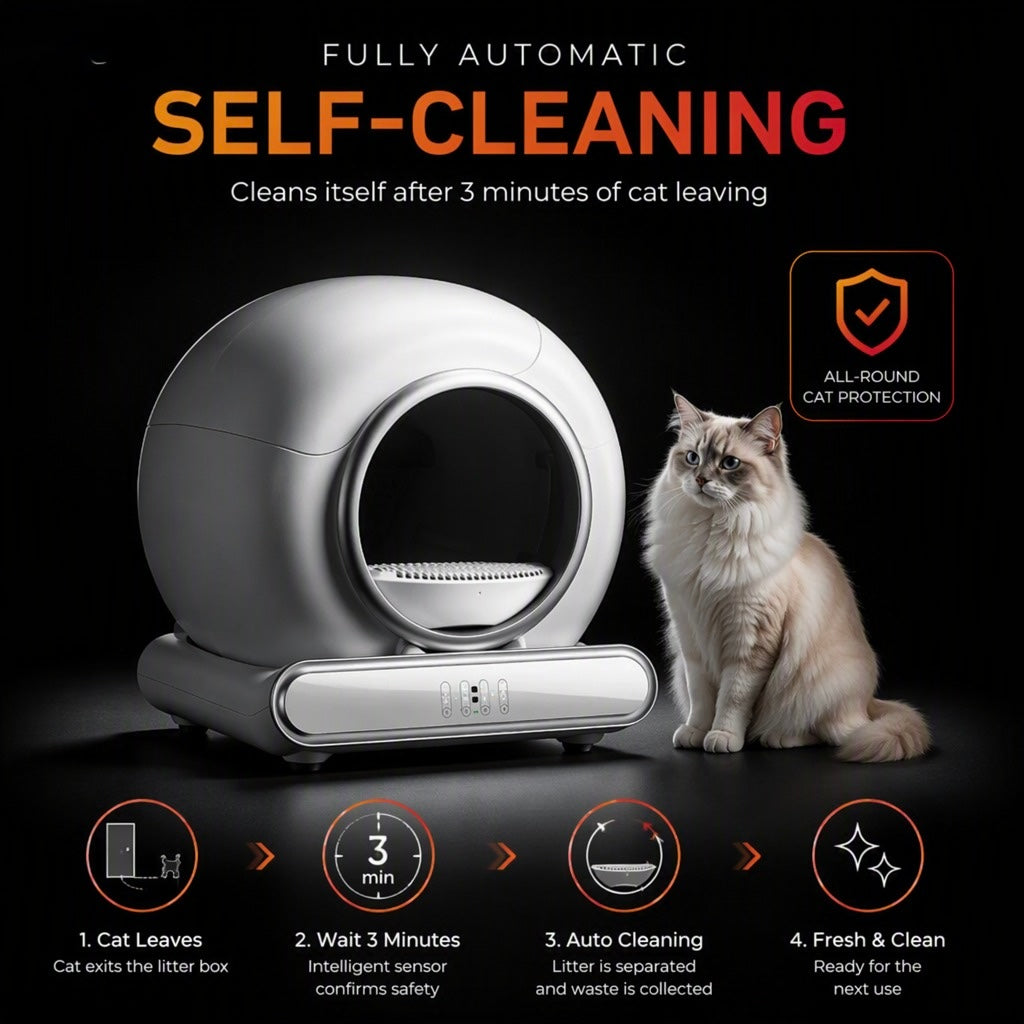 Self-Cleaning Cat Litter Box, Automatic Litter Box W/ 65+9L Extra-Large Capacity for Multi-Cat, App Monitoring & Health Monitoring, Odor Isolation & Smart Radar Detection, Free Liners Gift