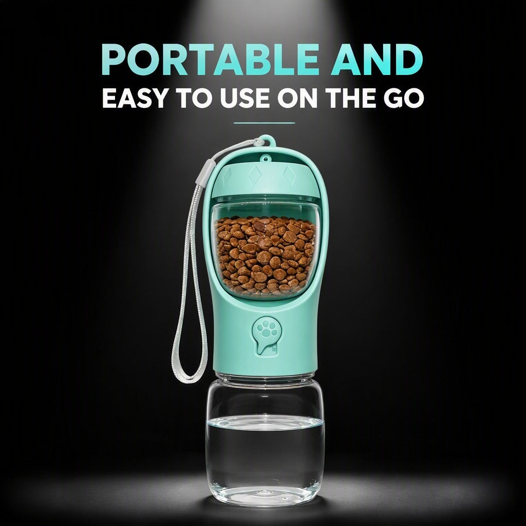 Portable Dog Water Bottle with Food Container, Drinking Bottle for Travel