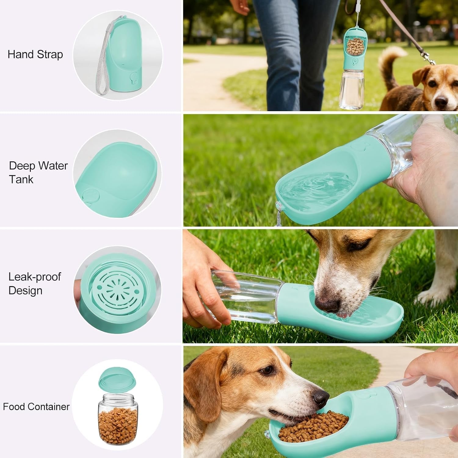 Portable Dog Water Bottle with Food Container, Drinking Bottle for Travel