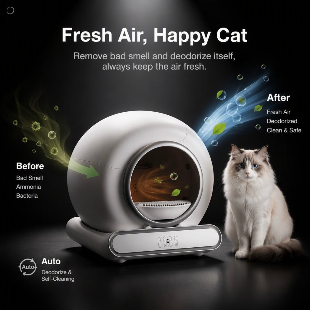 Self-Cleaning Cat Litter Box, Automatic Litter Box W/ 65+9L Extra-Large Capacity for Multi-Cat, App Monitoring & Health Monitoring, Odor Isolation & Smart Radar Detection, Free Liners Gift