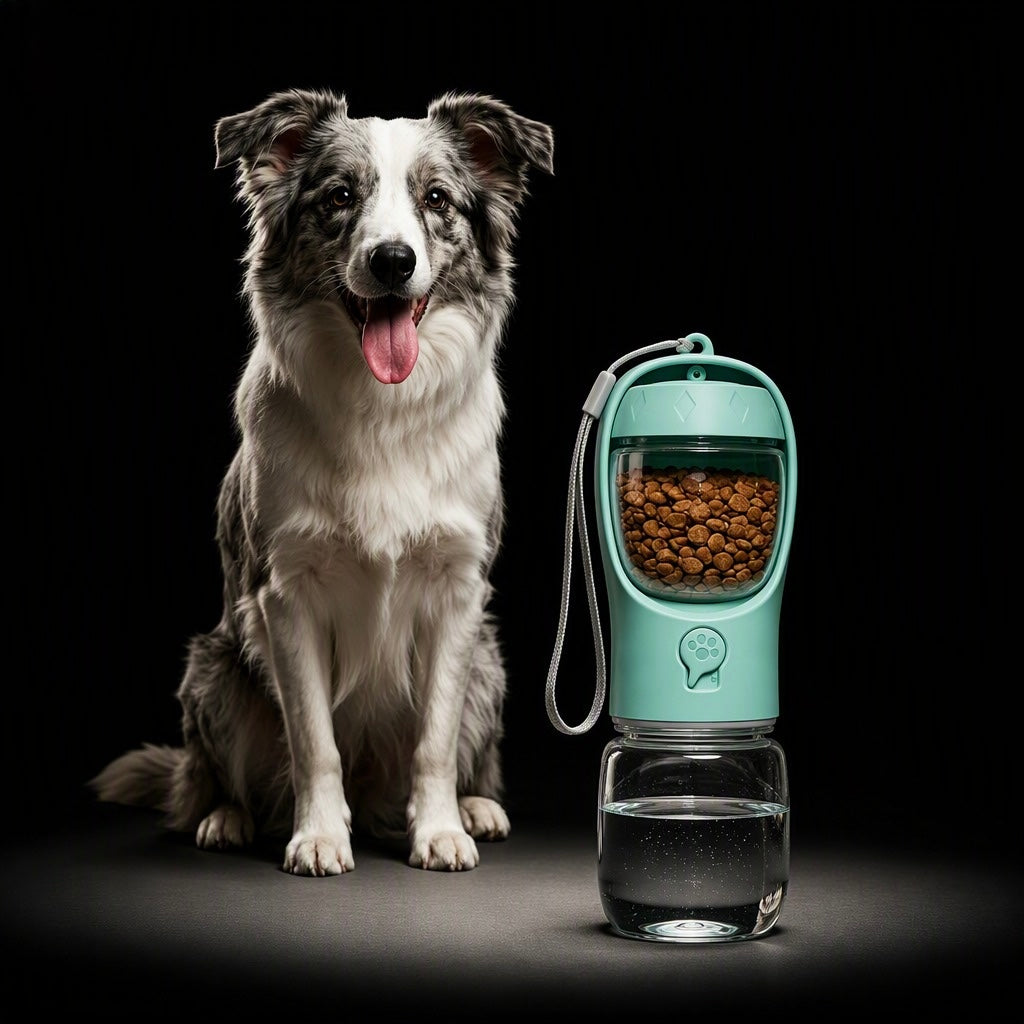 Portable Dog Water Bottle with Food Container, Drinking Bottle for Travel