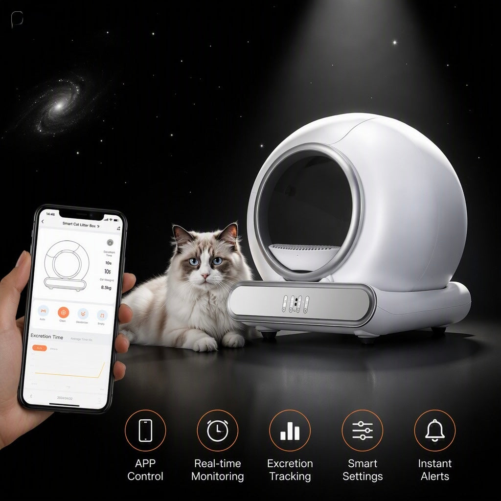 Self-Cleaning Cat Litter Box, Automatic Litter Box W/ 65+9L Extra-Large Capacity for Multi-Cat, App Monitoring & Health Monitoring, Odor Isolation & Smart Radar Detection, Free Liners Gift