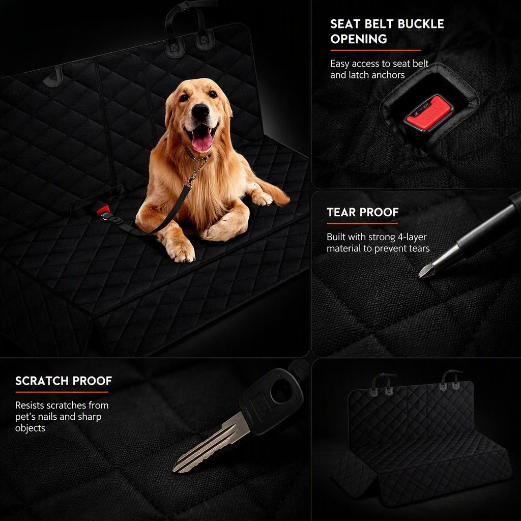 Dog Car Seat Cover, Back Seat Cover for Dogs Pet Car Seat Protector