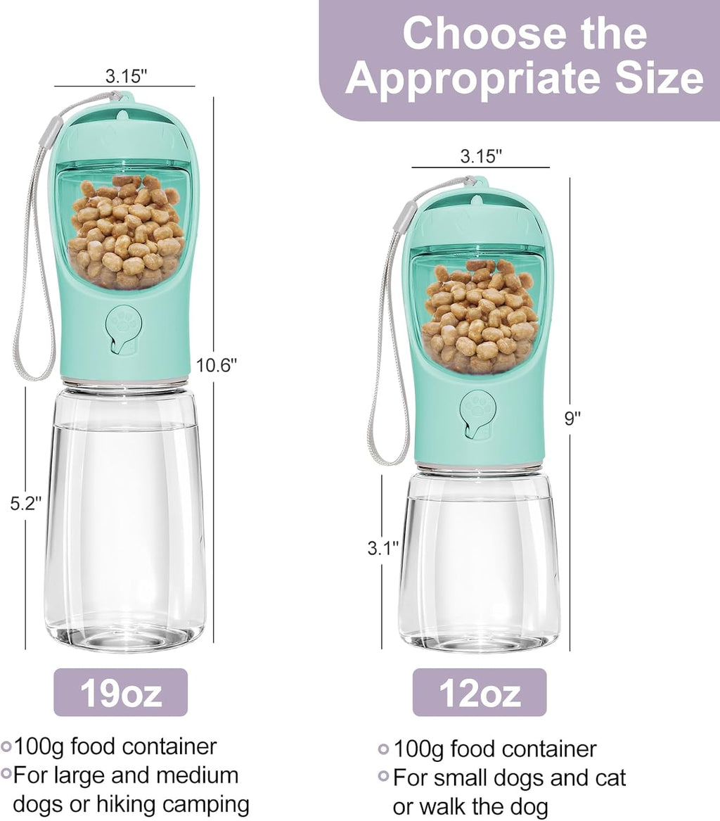 Portable Dog Water Bottle with Food Container, Drinking Bottle for Travel