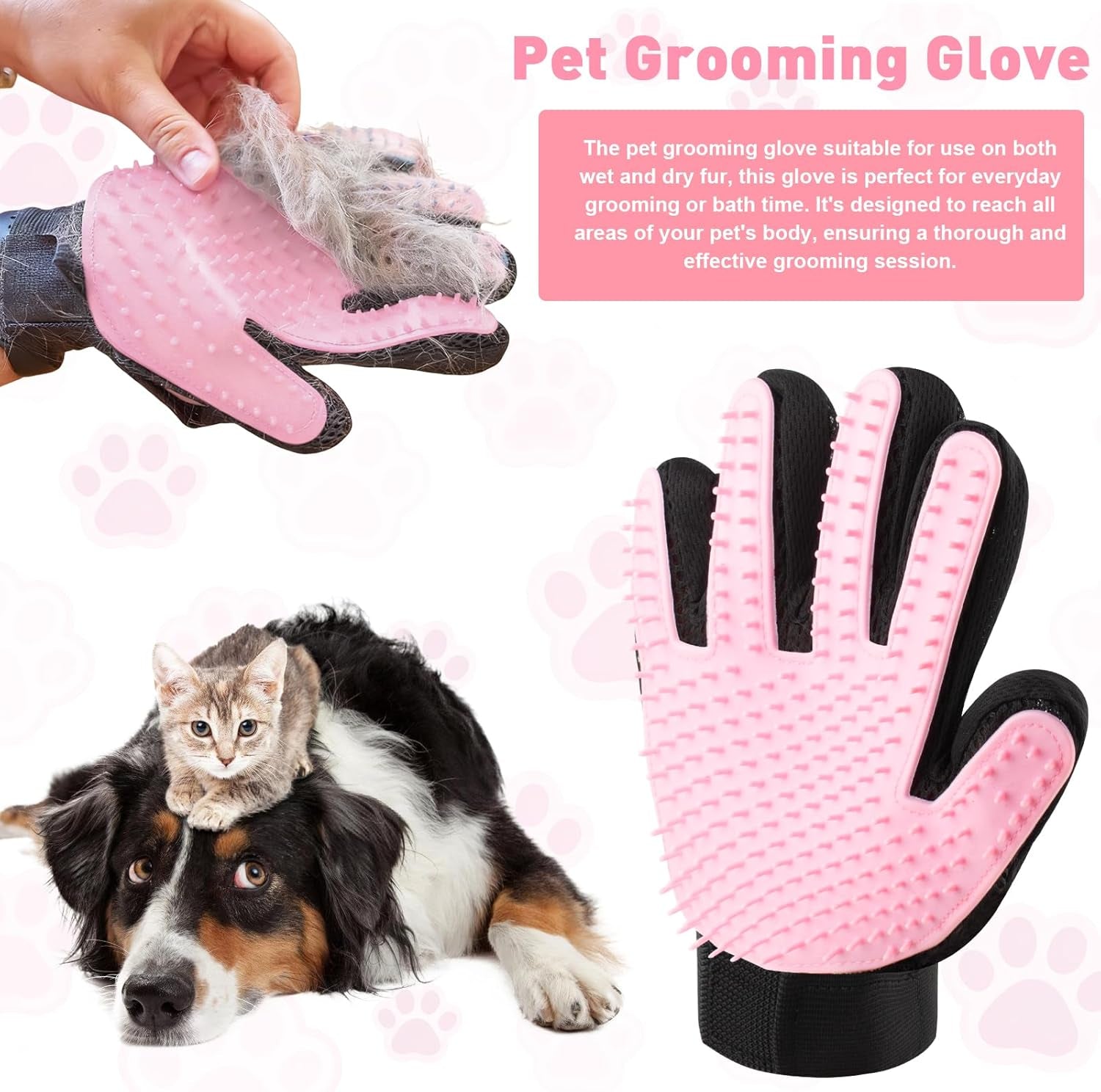 Dog Shower Attachment with 6.6FT Shower Hose, 8 Sprayer Modes Dog Washing Hose Attachment for Bathroom & Bathtub, Outdoor Use Dog Washing Kit with Pet Grooming Glove Shampoo Dispenser and Holder
